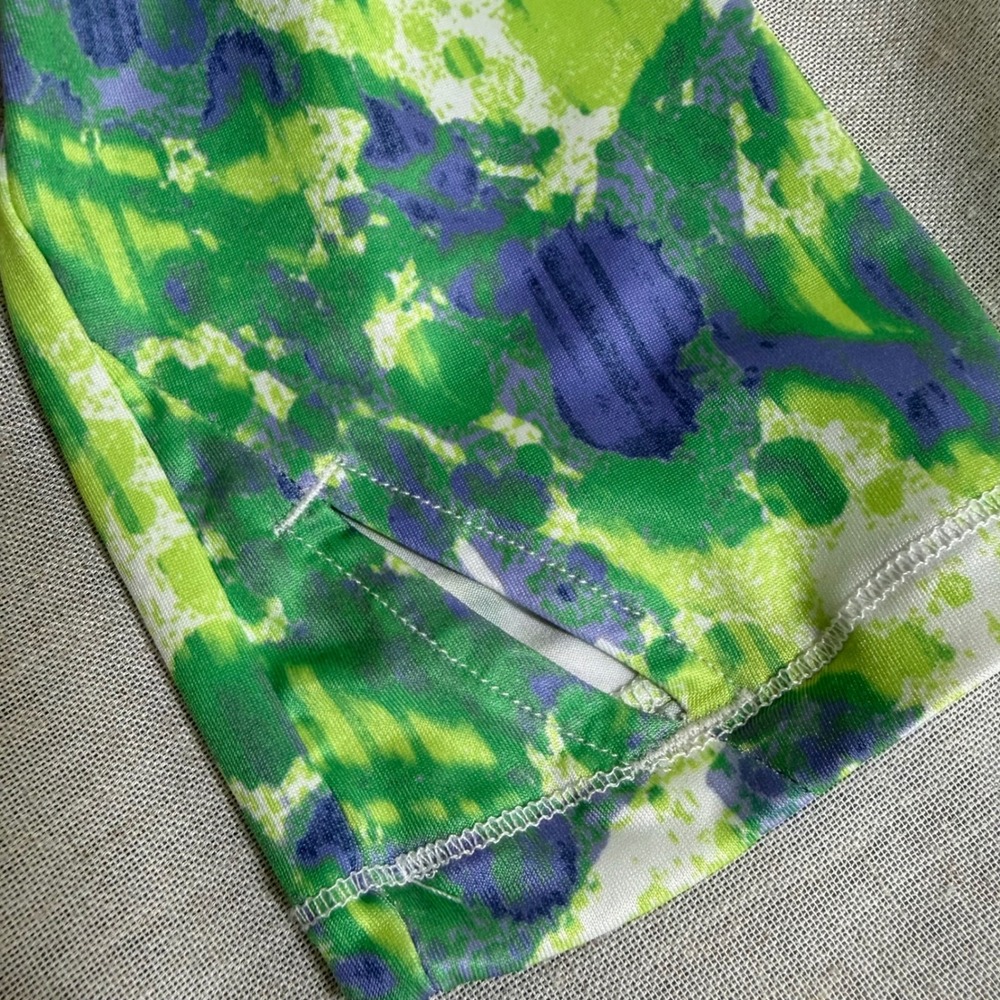 Silver Bait Women's L Performance Fishing Shirt Green Purple Splash Zip Pocket - Picture 4 of 8